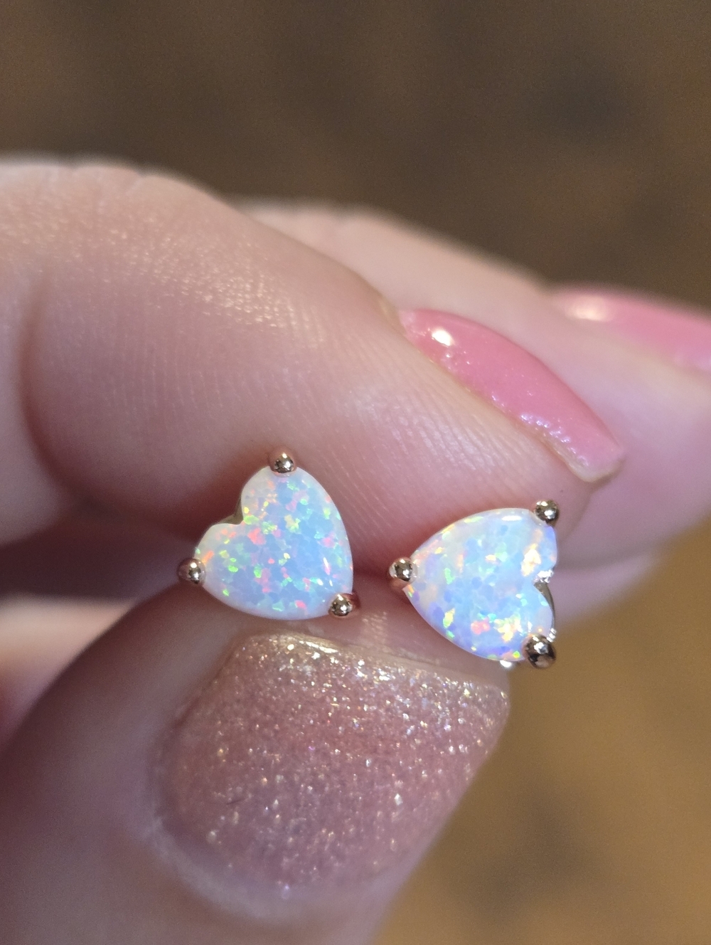 Heart Opal Stud Earrings